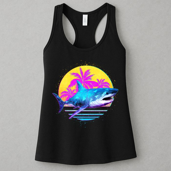 Retro 80s Polygon Shark Womens Tank Top