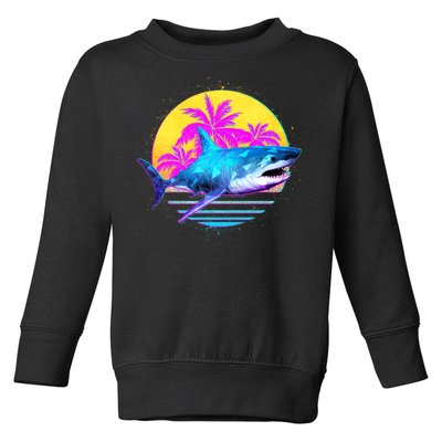 Retro 80s Polygon Shark Toddler Sweatshirt