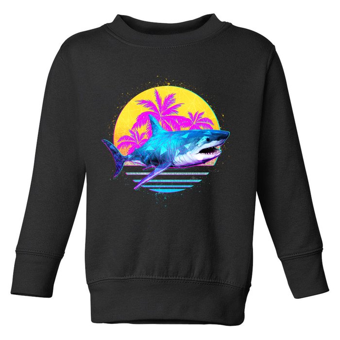 Retro 80s Polygon Shark Toddler Sweatshirt
