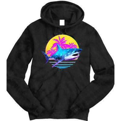 Retro 80s Polygon Shark Tie Dye Hoodie