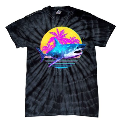 Retro 80s Polygon Shark Tie-Dye T-Shirt