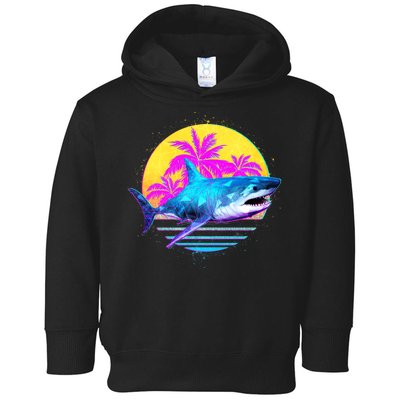 Retro 80s Polygon Shark Toddler Hoodie