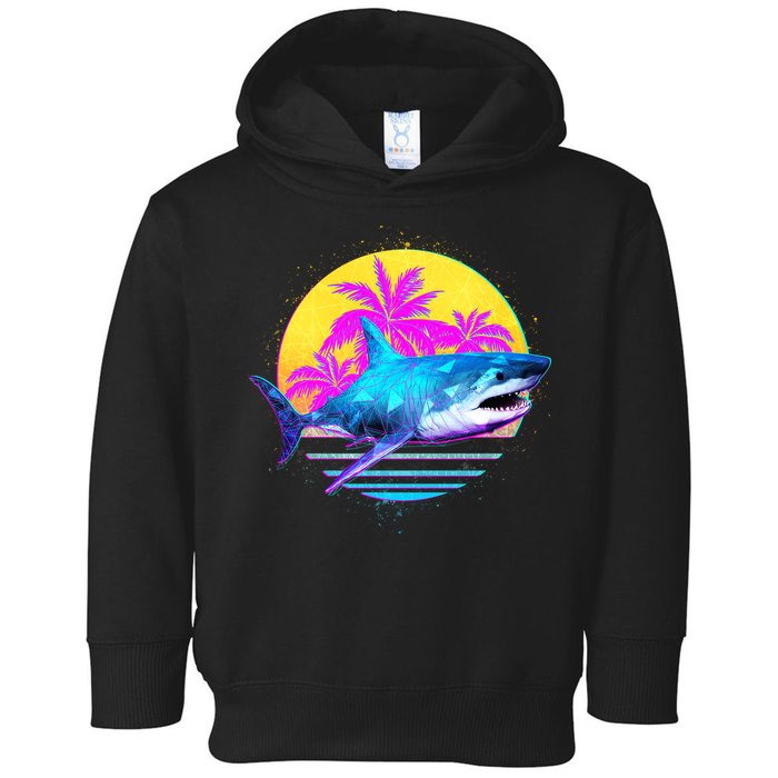 Retro 80s Polygon Shark Toddler Hoodie