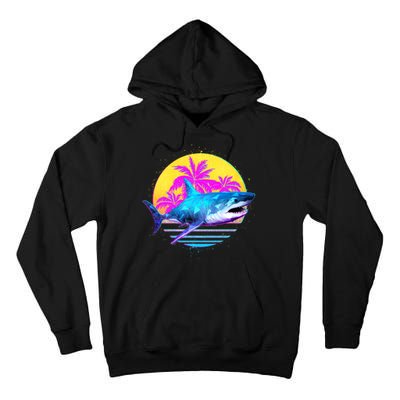 Retro 80s Polygon Shark Tall Hoodie