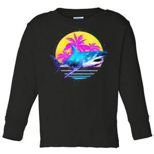 Retro 80s Polygon Shark Toddler Long Sleeve Shirt