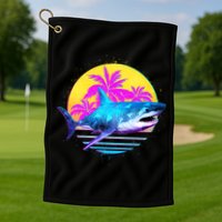 Retro 80s Polygon Shark Golf Towel