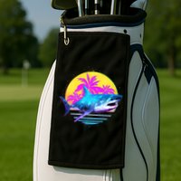 Retro 80s Polygon Shark Golf Towel