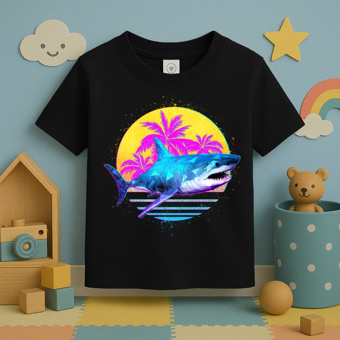 Retro 80s Polygon Shark Toddler T-Shirt
