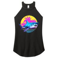 Retro 80s Polygon Shark Women's Perfect Tri Rocker Tank