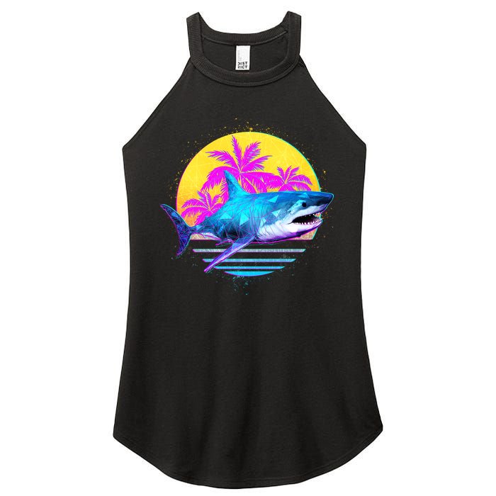 Retro 80s Polygon Shark Women's Perfect Tri Rocker Tank