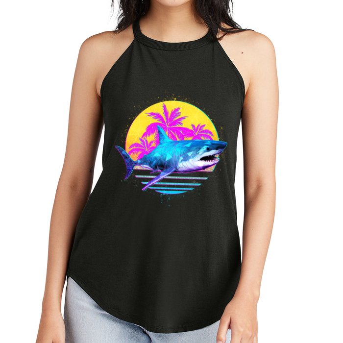 Retro 80s Polygon Shark Women's Perfect Tri Rocker Tank
