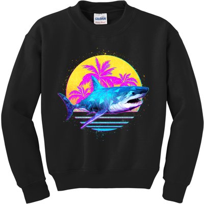 Retro 80s Polygon Shark Kids Sweatshirt