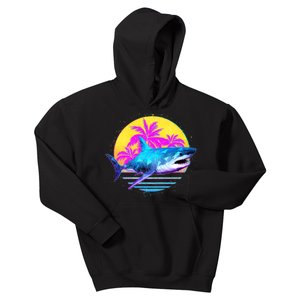 Retro 80s Polygon Shark Kids Hoodie