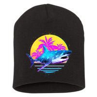 Retro 80s Polygon Shark Short Acrylic Beanie