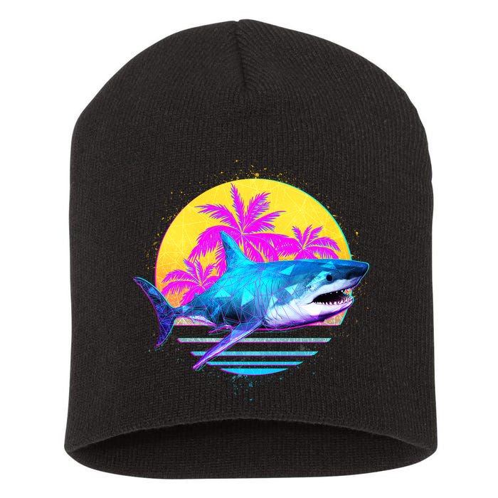 Retro 80s Polygon Shark Short Acrylic Beanie