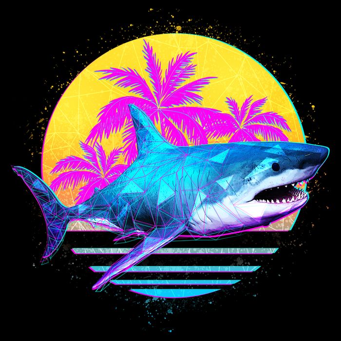Retro 80s Polygon Shark Wool Snapback Cap