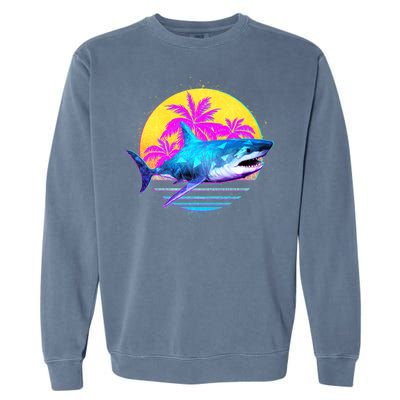 Retro 80s Polygon Shark Garment-Dyed Sweatshirt