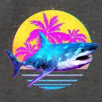 Retro 80s Polygon Shark Vector Backpack