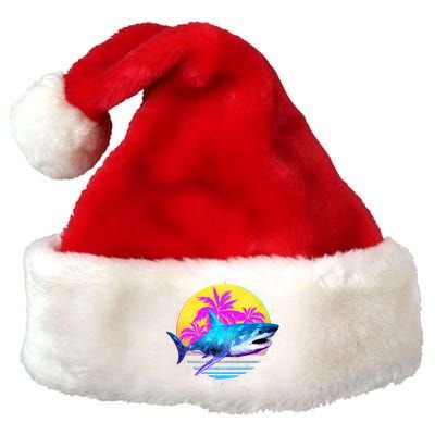 Retro 80s Polygon Shark Premium Christmas Santa Hat