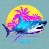 Retro 80s Polygon Shark Sueded Cloud Jersey T-Shirt