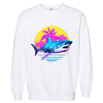Retro 80s Polygon Shark Garment-Dyed Sweatshirt