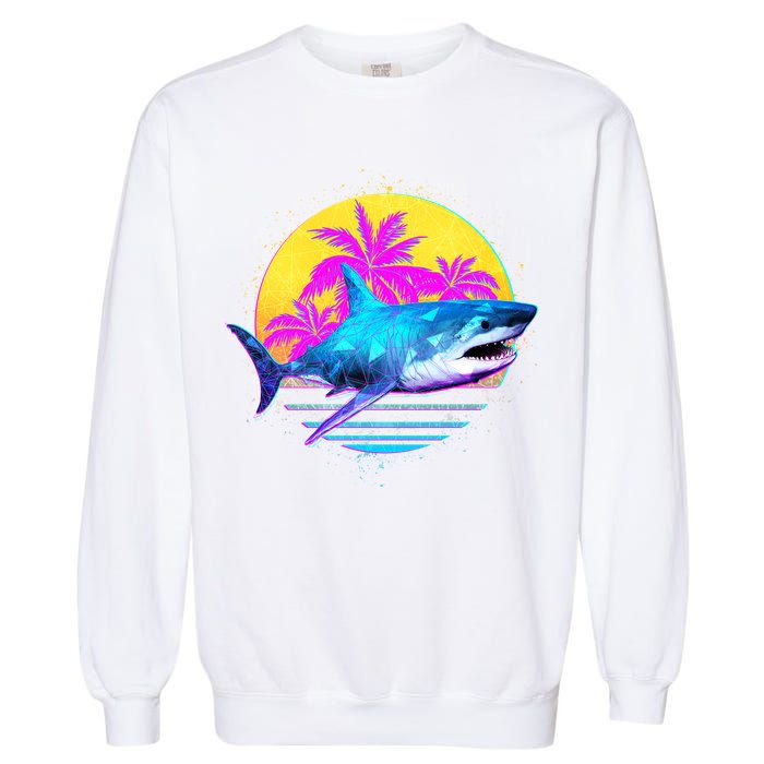 Retro 80s Polygon Shark Garment-Dyed Sweatshirt