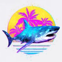Retro 80s Polygon Shark Garment-Dyed Sweatshirt