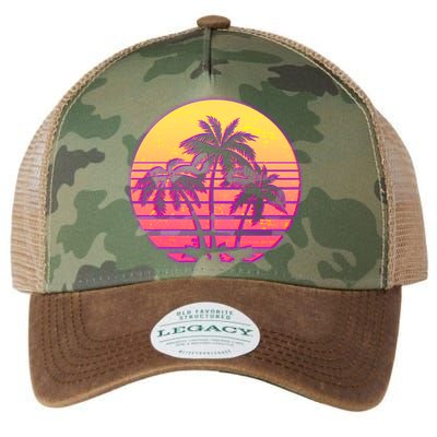 Retro 80's Sunset Palms Legacy Tie Dye Trucker Hat