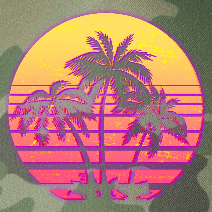 Retro 80's Sunset Palms Legacy Tie Dye Trucker Hat