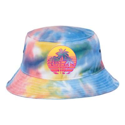 Retro 80's Sunset Palms Tie Dye Newport Bucket Hat