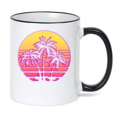 Retro 80's Sunset Palms 11oz Black Color Changing Mug