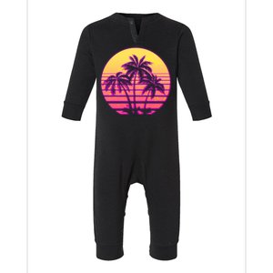 Retro 80's Sunset Palms Infant Fleece One Piece