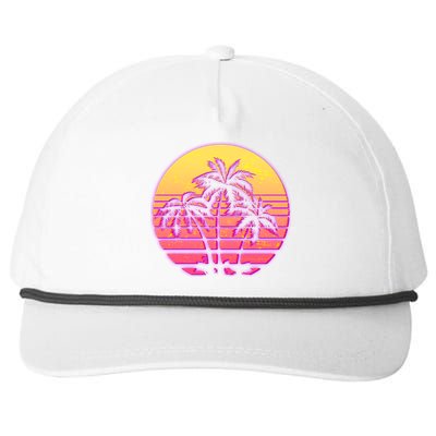 Retro 80's Sunset Palms Snapback Five-Panel Rope Hat