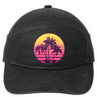Retro 80's Sunset Palms 7-Panel Snapback Hat