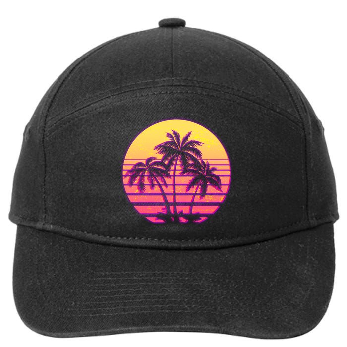 Retro 80's Sunset Palms 7-Panel Snapback Hat