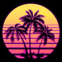 Retro 80's Sunset Palms 7-Panel Snapback Hat