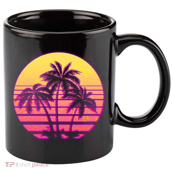 Retro 80's Sunset Palms 11oz C Handle Ceramic Mug