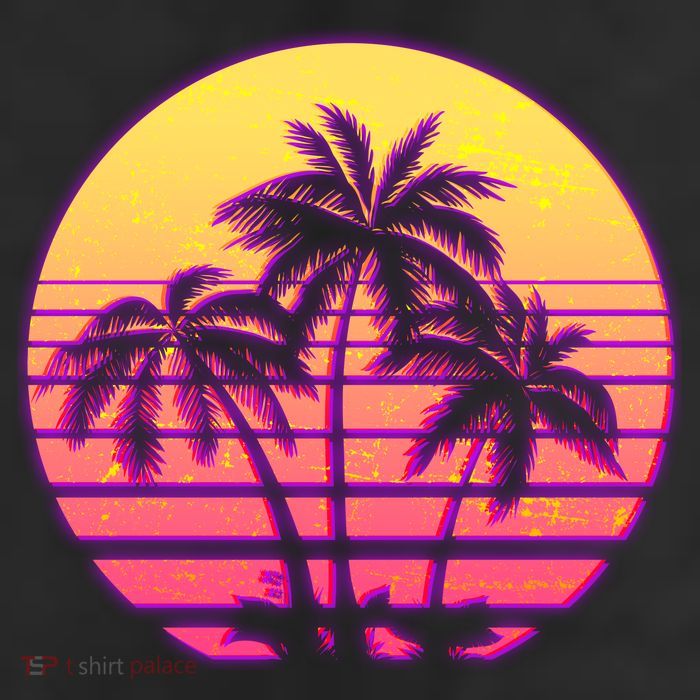 Retro 80's Sunset Palms 11oz C Handle Ceramic Mug