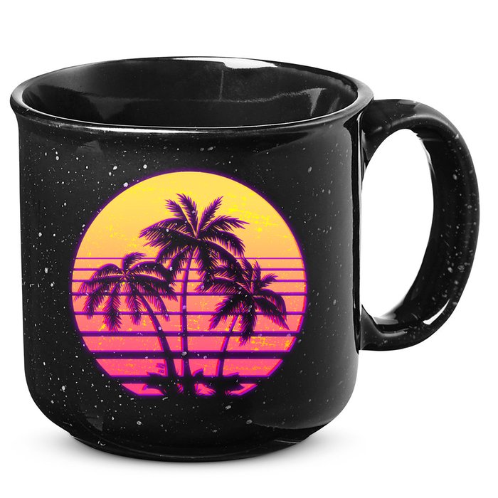 Retro 80's Sunset Palms 15oz Campfire Ceramic Mug