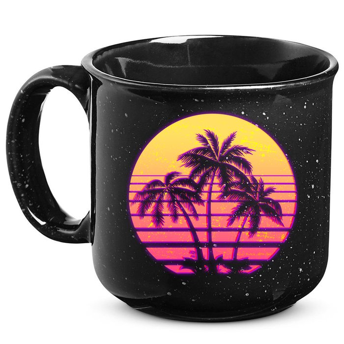 Retro 80's Sunset Palms 15oz Campfire Ceramic Mug