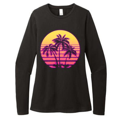 Retro 80's Sunset Palms Womens CVC Long Sleeve Shirt