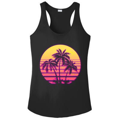 Retro 80's Sunset Palms Ladies PosiCharge Competitor Racerback Tank