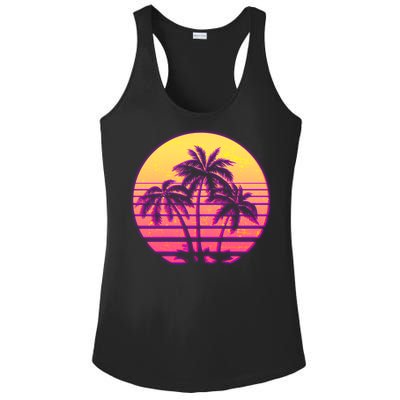 Retro 80's Sunset Palms Ladies PosiCharge Competitor Racerback Tank