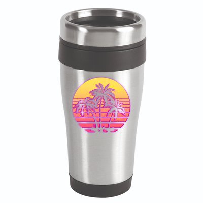 Retro 80's Sunset Palms 16oz Travel Tumbler