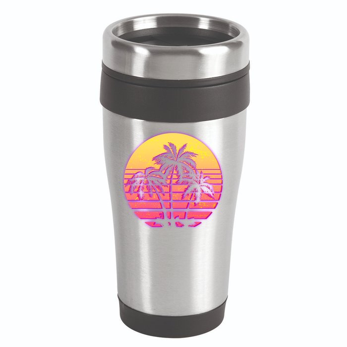 Retro 80's Sunset Palms 16oz Travel Tumbler