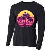 Retro 80's Sunset Palms Cooling Performance Long Sleeve Crew