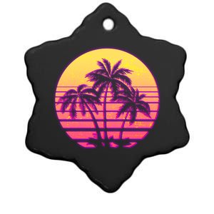 Retro 80's Sunset Palms Ceramic Star Ornament