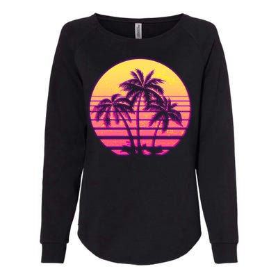 Retro 80's Sunset Palms Womens California Wash Sweatshirt