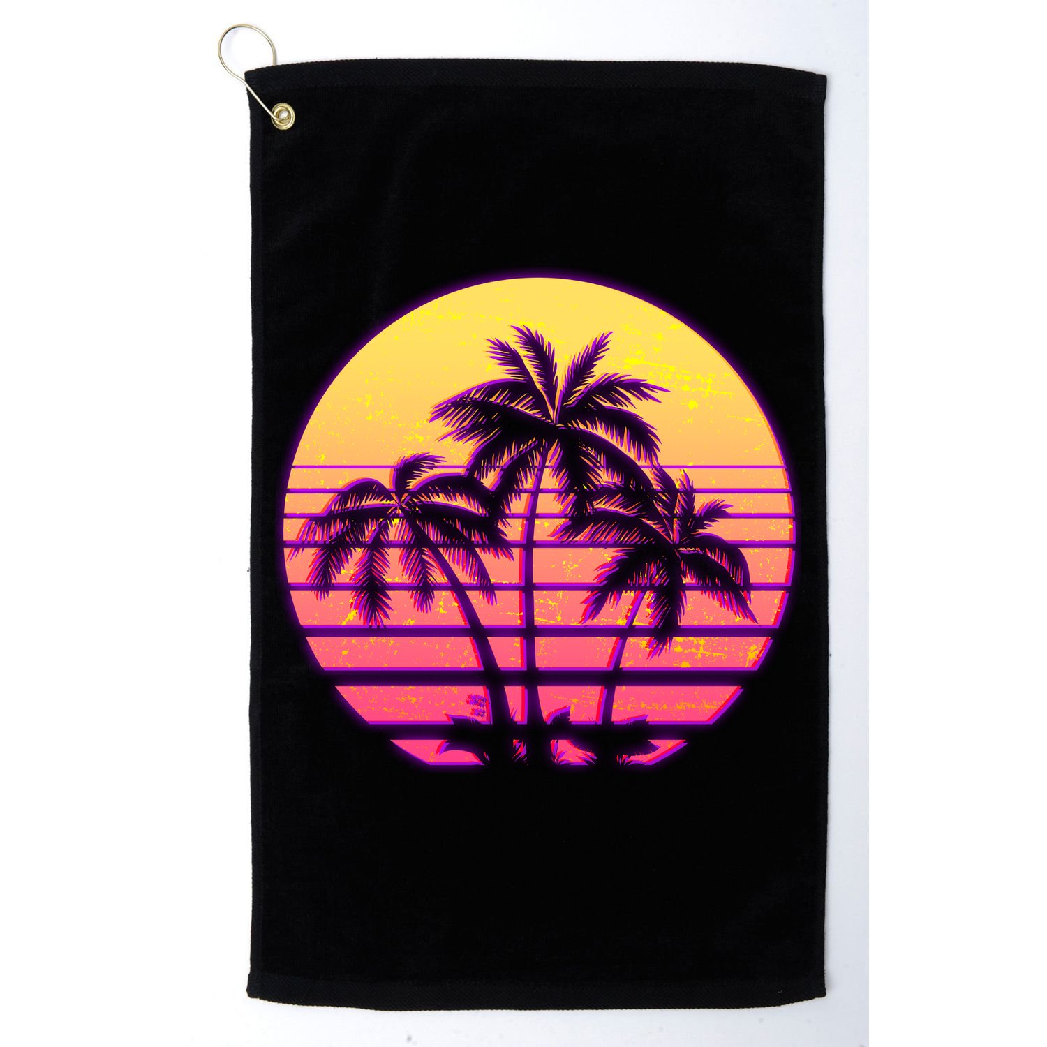 Retro 80's Sunset Palms Golf Towel
