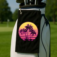 Retro 80's Sunset Palms Golf Towel